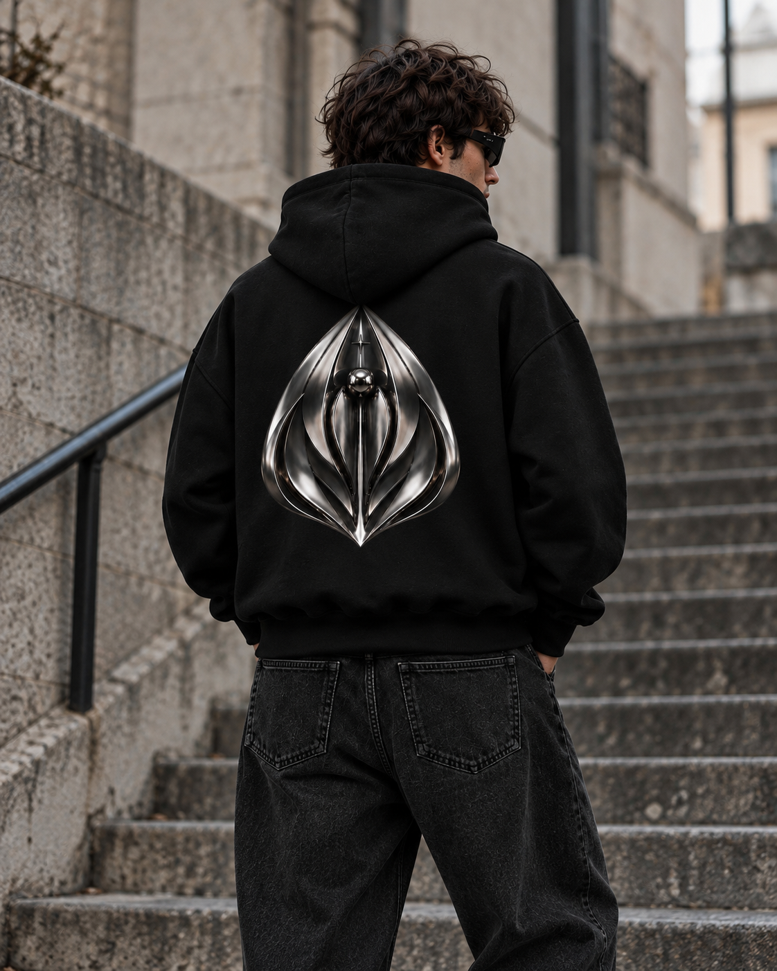 İnci Kapüşonlu Sweatshirt — mankenli konsept görsel